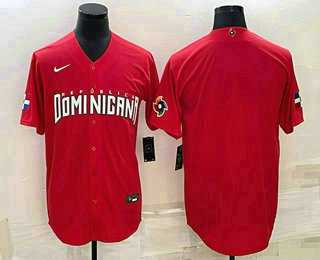 Mens Dominican Republic Baseball Blank 2023 Red World Classic Stitched Jerseys